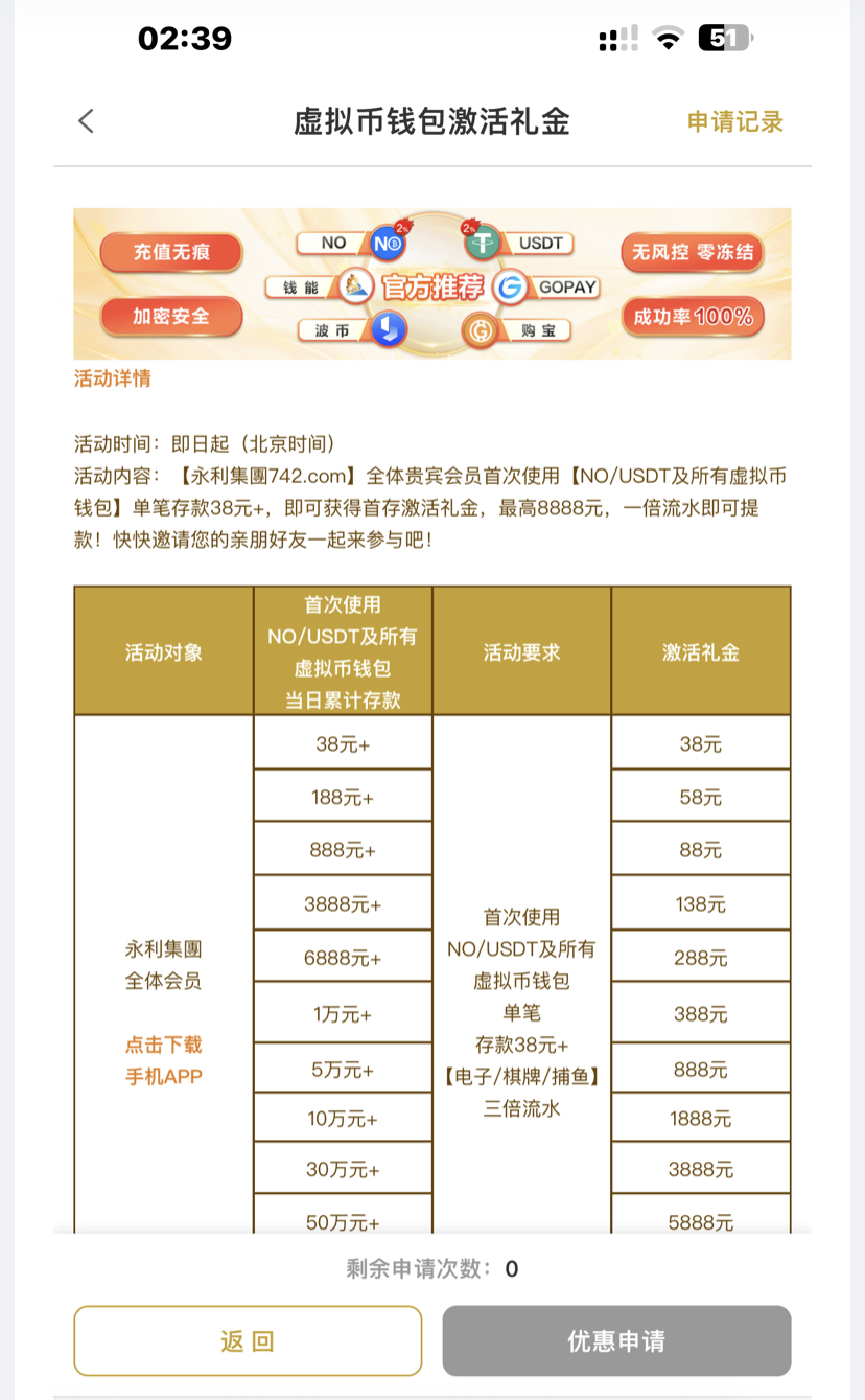 【威尼斯人742】首次用钱包存38送38，1倍水